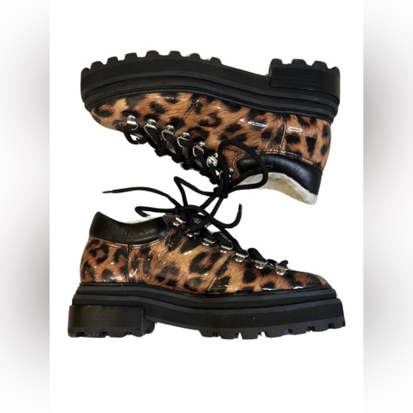 Schutz Women Lucille Faux Shearling Lined Loafer Leopard Print Size 6 - Picture 5 of 6